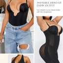 SHAPELLX Strapless Shapewear for Women Deep Plunge Corset Tummy Control Backless Bodysuit Mid Thigh Full Body Shaper (Black, XL)
