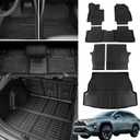 Floor Mats Compatible with 2019 2020 2021 2022 2023 2024 2025 Toyota Rav4 Cargo Mat Trunk Mat Back Seat Cover Protector Toyota Rav4 Accessories (Backrest Mats+Cargo Liner+Floor Mats)