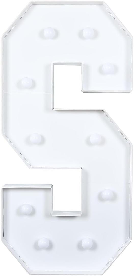4 ft Foam Board XL LED Marquee Letter S with 10 Warm White Battery Operated LED Home Wedding Reception Party Bar Tabletop Decorations