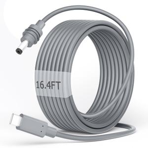 Starlink Mini Power Cable USB C to DC Power Cord for Starlink Mini Cable 16.4FT Waterproof Input 100W Type C to Barrel Cord 5.5 * 2.1mm Compatible with Power Bank 100W+ PD Source Gray 16.4FT/5M