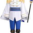 AWIBMK Boys Prince Charming Costume - Kids Medieval Royal King Outfit for Halloween Cosplay Dress Up