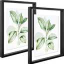 CORE ART 16x20 Floating Picture Frame Set of 2,Double Plexglass Floating Frame for 11x14,12x16 Pictures,Wall or Tabletop Display,Black