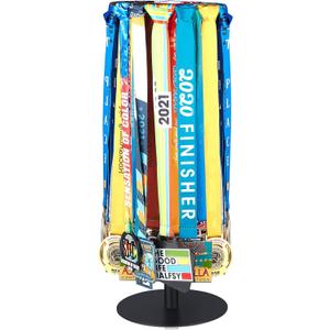 Shimeyao Medal Hanger Display Honor Display Rotatable Award Holder Rotating Metals Rack Adjustable Award Holder Stand for Soccer Football Running Sports Race, 30+ Medals (Black)