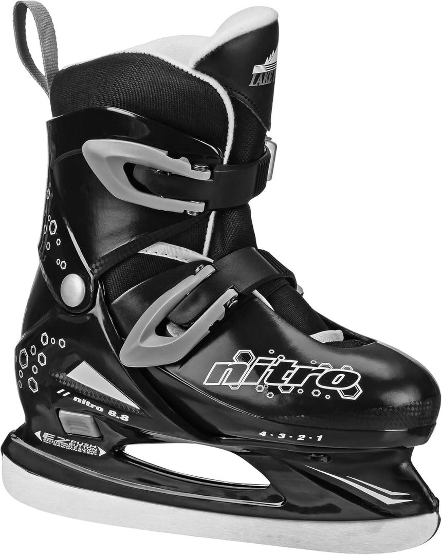 Lake Placid Boys Nitro 8.8 Adjustable Ice Skates (Medium, Grey)
