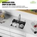 Kitchen And Bar Sink, 22x18 Inch Stainless Steel Drop In Kitchen Sink Modern Single Bowl Topmount Bar Sink Combo-Silicon Mat,Drain Strainer Set Compatibility With Various Kitchen & Bar Style, 22x18x9 Inches