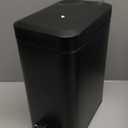 1.3 Gallon Slim Small Trash Can with Lid Soft Close, Stainless Steel Garbage Can for Bathroom Bedroom Office, Rectangular Step Trash Bin with Removable Inner Waste Basket (Black)