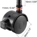 uxcell 1.5 Inch Swivel Caster Wheels Grip Neck Stem Caster Black Furniture Wheel with Brake and Mounting Socket, 4pcs