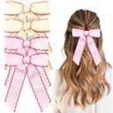 4 PCS Hair Bow Clips 5 Inch Hair Ribbon Bow Hairs Clip with Long Tails Edged Grosgrain Ribbon Bows Metal Alligator Clips Cute Hairs Accessories for Women Girls