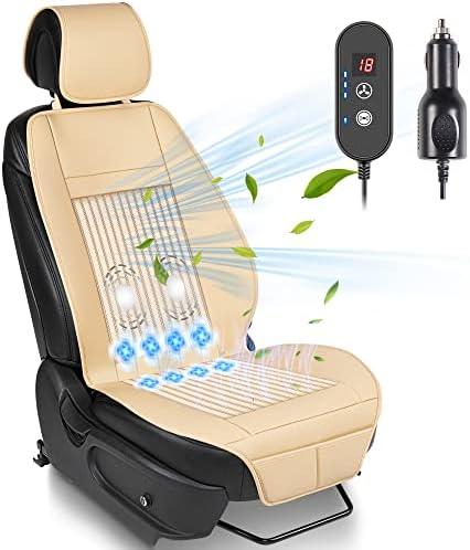 Paffenery 1Pcs Cooling Car Seat Cover Front Seat, 12V-24V Ventilated Cooling Car Seat Cushion, Cooled Seat Cover for Car SUV Truck Universal Fit, 108 Beige
