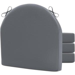 Topotdor Outdoor Chair Cushions Set of 4, 17"x16"x2" Patio Chair Cushions for Outdoor Furniture, Round Corner Outdoor Seat Chair Pads with Ties for Patio Garden Dining Office, Lead Grey