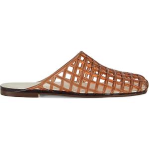 MAIJED Clear Jelly Flats for Women Closed Toe Mesh Hollow Jellies Mule Sandals Slip On Jelly Slides Casual Comfortable Summer Beach Slipper Sandals Brown US7