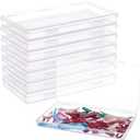 BENECREAT 8 Pack 6.5x3.5x0.6 Inch Rectangle Clear Plastic Storage Box with Double Hinged Lids for Photo, Pencil, Craft Tools, and Other Small Accessories