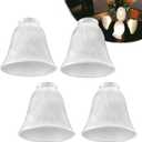 4 Pack Ceiling Fan Light Covers, Glass Ceiling Light Cover Transitional Style, Standard 2-1/8" Fitter Size Replacement Lamp Globes, Fan Lamp Fixtures Shades (Alabaster, 4-3/4'')