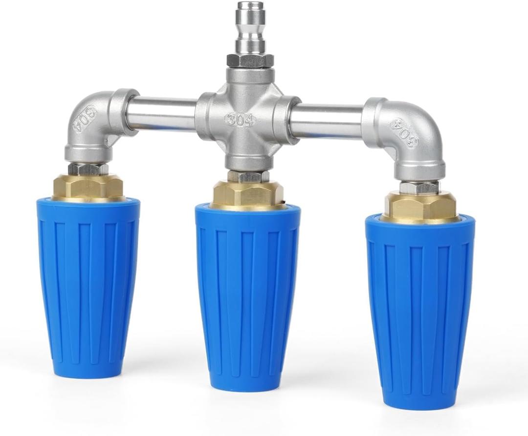 3-in-1 Turbo Nozzle Pressure Washer, 360 Rotating Turbo Nozzle, Pressure Washer Turbo Nozzle with 1/4" Quick Connect - 4000-5000 PSI, 4-6 GPM, 2.0 Orifice (Blue)