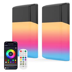 Outdoor Wall Lights RGB, 1500LM Smart Exterior Porch Sconces Wall Mounted Lighting, IP65 Waterproof, DIY Lighting for Garden, Garage and Patio - Ideal for Festivals The Christmas and Parties, 2 Pack