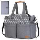 Lekebaby Diaper Bag Tote, Large Diaper Bags Waterproof,Large Mommy Bag for Hospital, Baby Bags for Mom Travel Diaper Tote Messenger Purse,Grey, Arrow Print (Dark Gray)