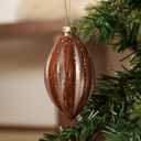 DN DECONATION Brown Glass Christmas Ornaments, Flocked Velvet Hanging Ornament Ball with Assorted Sizes & Designs, Vintage Xmas Tree Home Party Decor (9PCS) (Set of 9)