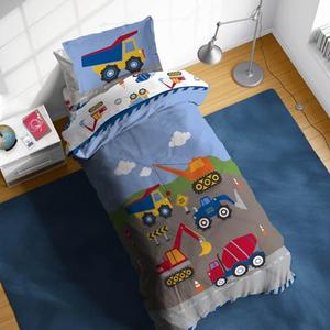 Sunny Side Up Construction Zone Twin Comforter Set - 5 Piece Kids Bedding Includes Comforter, Sheets & Pillow Cover - Super Soft Vehicles Microfiber Bed Set