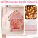 Kids Tent for Grils Indoor: with Mat, Star Lights - Pink Play Tents for Kids Indoor Playhouse - Princess Tent for Playroom Gift for Girls Birthday (Pink W/Cloth)