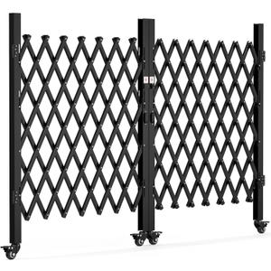 YITAHOME Double Folding Security Gate, 85" H x 150" W Door Gate, Flexible Expanding Security Gate, Steel Safety Gates, 360 Rolling Barricade Gate, Scissor Gate with Padlock, Aluminum Alloy Mesh, Black