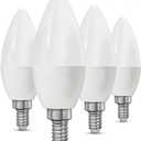 CTKcom 5W E14 Base LED Candelabra Bulbs(4 Pack)- C37 Daylight White 6000K LED Candle Light Bulb,Ceiling Fan Lights,Decorative Bulb,550LM,UL-Listed,AC 85-265V