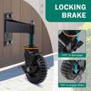YeeJinHong 2 Pack 6 Inch Gate Wheel with Brake Heavy Duty Fence Wheel 360 Swivel, Spring Shock Absorption, 1000LB Capacity, All-Terrain Rubber Tire & Metal Bracket for Sliding Farm Garden Gates