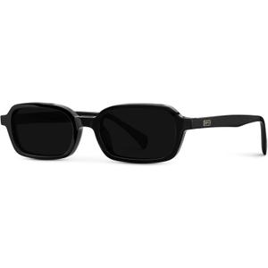 WearMe Pro WMP Eyewear Womens Slim Rectangular Sunglasses: 90s Compact Frame, Anti-Reflective Lenses, Minimal Style (Black)