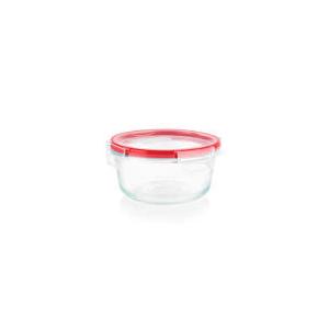 Pyrex Freshlock 4 Cup Round Food Storage Container: Glass Container with Lid, Oven & Microwave Safe, Clear/Red And Lunch Containers 3 Section