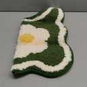 Toilet Bath Rug, U-Shaped Non-Slip Toilet Rug, Flower Rug for Bathroom Floor Soft Plush Microfiber Mat Super Absorbent Washable Bath Shower Mat, 20 x 22 Inches, Green