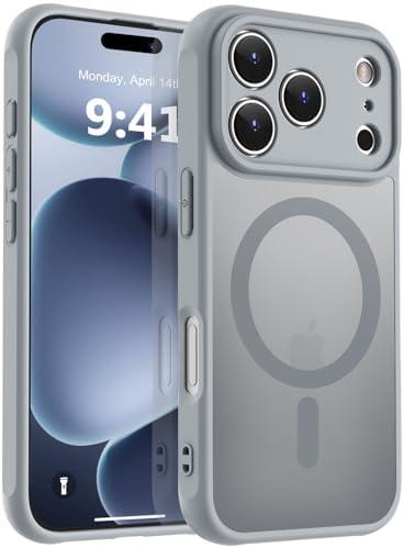 MOCCA Magnetic for iPhone 17 Pro Case, (Compatible with Magsafe) (16FT Military Grade Protection) Full Camera Protection Anti-Fingerprint Slim Translucent Matte Phone Cover 6.3",Titanium Gray