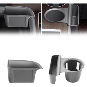 2PCS Cup Holder Storage Box for Toyota Sienna 2021-2026 Gear Shift Insert Organizer Tray Pockets Cup Groove Storage Multifunction Box(Gray)