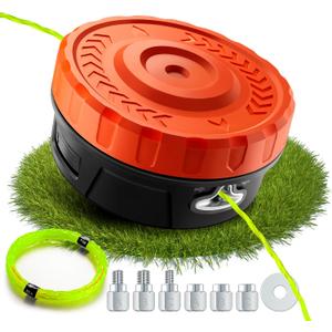 Universal Weed Eater Head Replacement,Easy Feed Trimmer Head Weed Wacker Head for Echo, Ego, Dewalt,Stihl,Ryobi,String Trimmer Replacement Head With 14ft 095" Trimmer Line,6 Adapts,Simple Tap & Go