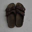 CUSHIONAIRE Lane Cork Footbed Mens Sandals, Adjustable Buckle Comfort Slides for Men, Genuine Leather Insole Summer Sandals Men Footwear No Size  Brown Nappa, Mens 9-10 