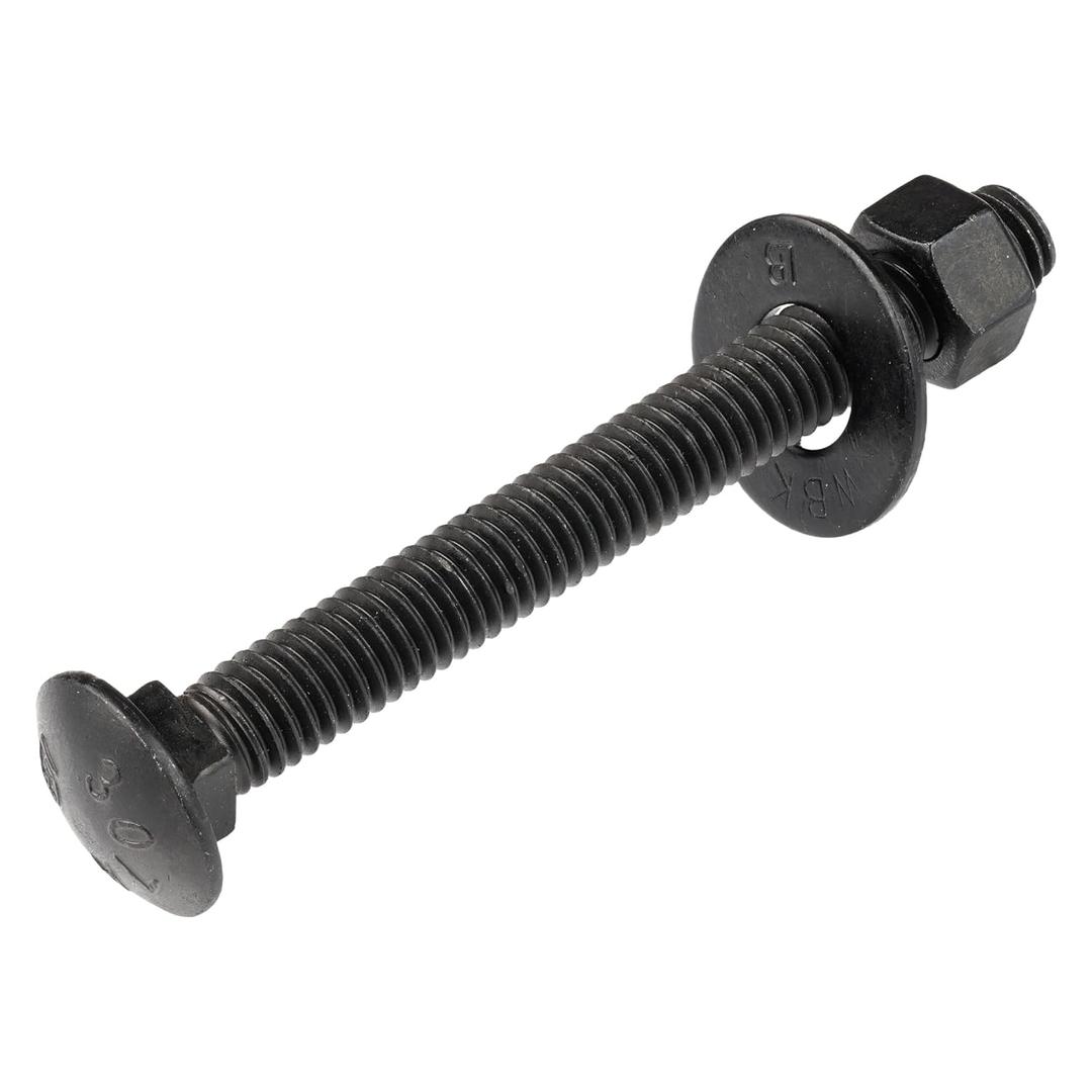 3/8" x 4" (Pack of 25) Black Carriage Bolt Kit, Grade 307A, Ceramic Coated for Exterior Use, 2X Rust Resistance of Galvanized by Makers Bolt