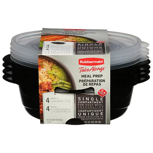 Rubbermaid 4 Containers+4Lids Black
