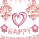 Happy Mother's Day Balloons Set, Pink Rose Gold Mothers Day Banner Letter Balloons Decor for Women Decorations for Party