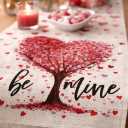 2 x Valentines Day Table Runner for Valentines Day Decor Table, Valentine Runner for Dining Kitchen Table, Table Runner Hearts, 13x72 Inch (Be Mine Heart Tree)