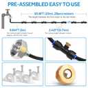 homenote Misting Cooling System 75FT(23M) Pre-Assembled Kit with 28 Brass Nozzles & 3/4" Brass Adapter, Outdoor Mister for Patio, Backyard, Pergola & Greenhouse