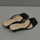 Kitten Flip Flop Thong Low Heels for Women Square Open Toe Slip On Heeled Sandals (6, Black)