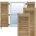 12"W x 57"H Americraft Two Equal Louver Exterior Real Wood Shutters (Per Pair), Unfinished
