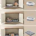 Feandrea Cat Litter Box Enclosure, Litter Box Furniture Hidden, Indoor Cat House, End Table, 27.6 x 19.7 x 19.7 Inches, Rustic White and Honey Brown UPCL022K02