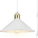Plug in Pendant Light, Bigger Hanging Lights with Plug in Cord On/Off Switch, 13FT Industrial Plugin Hanging Light, Vintage Pendant Lights Fixture, White