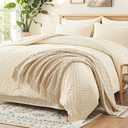 Zzlpp King Comforter Set 7 Pieces, Cream Tufted Bed in a Bag with Comforter and Sheets, All Season Boho Bedding Sets with 1 Comforter, 2 Pillow Shams, 2 Pillowcases, 1 Flat Sheet, 1 Fitted Sheet