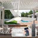 Depuley Outdoor Ceiling Fan with Light: 42 Inch White Waterproof Gazebo Fans with Lights Outdoor Hanging - Plug in Remote App Control for Patio Indoor Farmhouse Porch - 6 Speed Reversible DC Motor