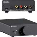 Fosi Audio Q6 Mini Desktop DAC, USB C Digital to Analog Audio Converter for Home Stereo Amplifier and Headphone Amp, Optical/Coaxial Input, RCA Output/Sub-Out, High-Resolution 32bit/768kHz DSD512