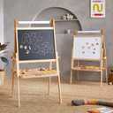 Tiny Land Easel for Kids, Double-Sided Magnetic Easel, Adjustable Wooden Kids Art Easel with Paper Roll, Learning-Toy for 3,4,5,6,7,8 Years Old Boy & Girls, 43.9 inches