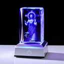 3D Crystal Jesus Figurines Laser Carving Glass Jesus Statue NightLight Christian Gifts for Men Women Religious Gifts Figurine Room Decor with Colorful Light Base