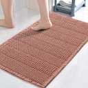 H.VERSAILTEX Upgraded Waffle Bath Mat Super Absorbent Non Slip Bath Rug Soft Pink 17" x 24"