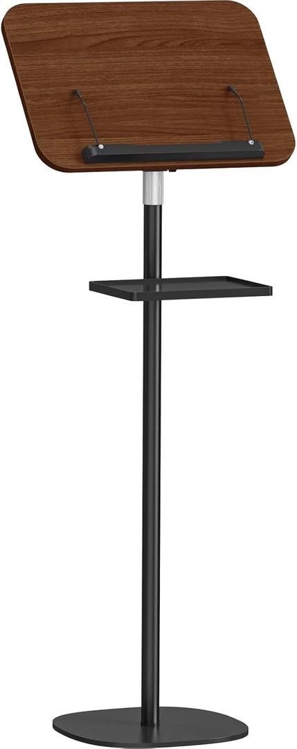 Snughome Lectern Podium Stand with Storage Tray, Height Adjustable Lectern Stand Mobile Podium, Portable Floor Standing Podium Lectern for Church, Weddings, Classroom, Speech