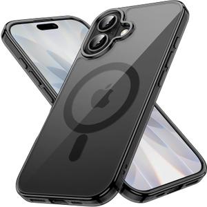 JETech Magnetic Case for iPhone 17 6.3-Inch Compatible with MagSafe, Shockproof Phone Bumper Cover, Anti-Scratch Clear Back (Black)
